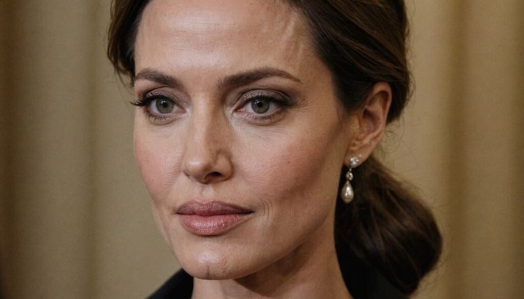 Angelina Jolie close-up, elegant and serene.