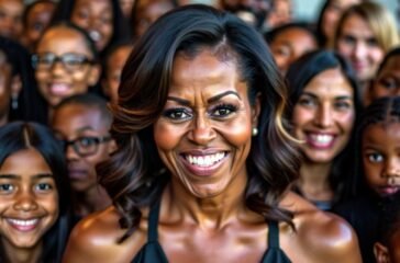 Michelle Obama inspiring women and children with her presence.